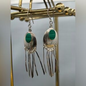Silver and Green Malachite Earrings